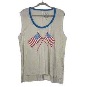 NEW Chaser Two USA Flag Graphic Distressed Muscle Tee Sz. M